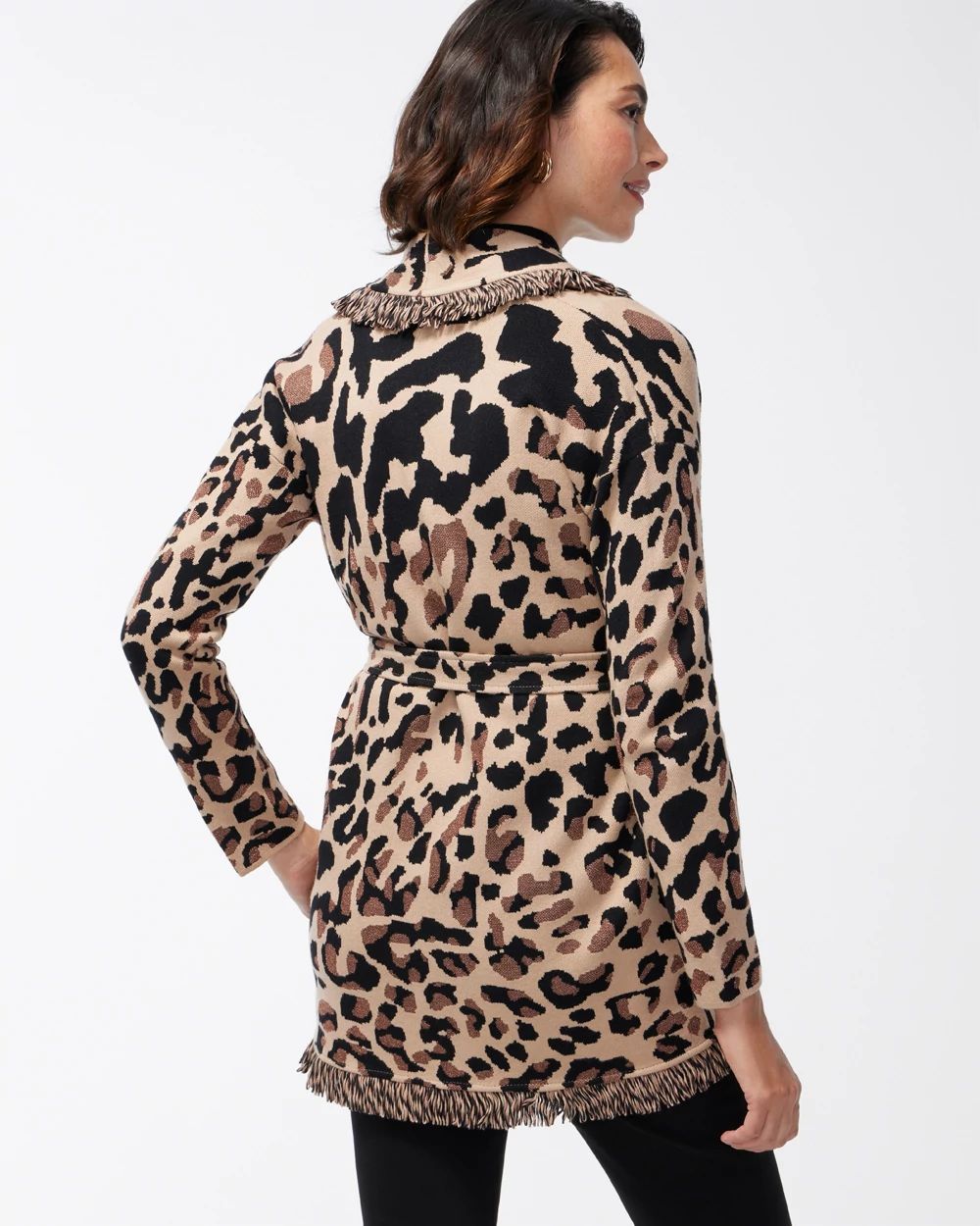 新品　Cardigan Jacket Animal Print Women's Color Block Leopard Print Button Down Long Sleeve